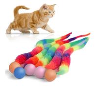 SHENGSEN Bouncy Tails - Juguetes para gatos, paquete de 5, arco iris grande mágico con bola de gusano juguete para gatos, coloridas bolas rebotantes de gusano peludo, juguete para gatos
