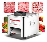SHENGSHIYU Máquina Cortadora de Carne Escritorio Comercial,Cortadora Fiambre Eléctrica,Cortadora de Alimentos de Restaurante de Acero Inoxidable,Rebanadas,Tiras y Cubos,Grosor de Cuchilla: 7mm