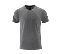 SHENGSHIYU Men's Running Shirt Half Sleeves Elasticity Classic Short Sleeve Men Breathable Quick-Drying Modern Sports Shirt Men Light Fitness Outdoor T-Shirt Men L-Grey M