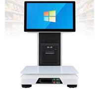 SHENGSHIYU Registradora Tactil con Báscula,Pantalla Táctil 15,6" + Pantalla para Clientes 15,6",8GB+128GB,Ángulo de Pantalla Ajustable,bascula Comercial con Impresora 58mm