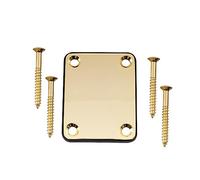 SHENGSUI Placas de cuello de metal para guitarra con alfombrilla de plástico compatibles con Fender Strat Tele o Bajos, color dorado