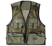 Shengwan Chaleco de Malla Hombre Multi-Bolsillos Respirable Chaleco al Aire Libre para Fotografía Caza Acampada Pesca Ejercito Verde 2XL