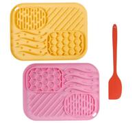 Shengxi 2 Piezas Alfombrillas para Lamer Perros y Gatos, Lick Mat para Perros y Gatos sin BPA con Espátula, Comedero Perro y Gato con Ventosas para Alivio de la Ansiedad y el Aburrimiento