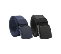 Shengxi 2 Piezas Cinturon Tactico 123cm Ajustable Cinturón de Nylon Cinturón Trabajo con Hebilla de Plástico Cinturón de Tela sin Metal Cinturones de Lona de Nailon para Hombres y Mujeres