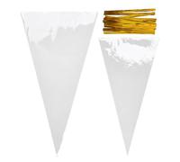 Shengxi 200 Piezas Bolsas Transparentes de Caramelos, Bolsa de Celofán de Cono de Transparente con Lazos de Torsión, Conos de Chuches Bolsas para Cumpleaños Fiesta Galletas Caramelo Dulces Regalos