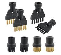 Shengxi 8 Piezas Limpiador de Vapor Cepillo Boquillas Nylon y Cepillo de Alambre de Latón para Karcher 4 Cepillo Redondo y 4 Cepillo Grieta Accesorios Cepillo de Repuesto para Limpiador a Vapor