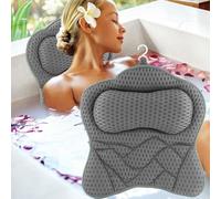 Shengxi Almohada de Baño Ergonómicos, Almohada Bañera con 6 Ventosas Almohada de Baño Antideslizantes Malla 4D Cojín de Baño para SPA en Casa Bañera de Hidromasaje Lavable a Máquina