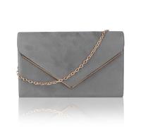 Shengxi Bolso de Fiesta Noche de Moda para Mujeres Bolso Sobre con Cadena Desmontable Bolsas de Embrague Bolsos de Hombro Elegante Cruz Cuerpo Bolsas Cartera de Mano para Bodas Cita Fiesta (Gris)
