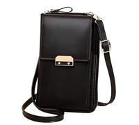 Shengxi Bolso de Teléfono Móvil para Mujer, Cartera Cuero PU Bolso para Movil con Ranuras Pequeño Bandolera Bolso de Hombro Teléfono Celular Monedero para Mujere (Negro)