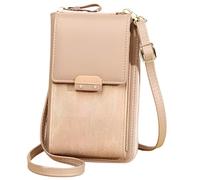 Shengxi Bolso de Teléfono Móvil para Mujer, Cartera Cuero PU Bolso para Movil con Ranuras Pequeño Bandolera Bolso de Hombro Teléfono Celular Monedero para Mujere (Albaricoque)