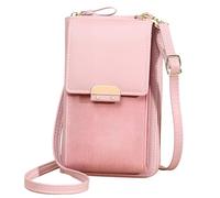 Shengxi Bolso de Teléfono Móvil para Mujer, Cartera Cuero PU Bolso para Movil con Ranuras Pequeño Bandolera Bolso de Hombro Teléfono Celular Monedero para Mujere (Rosa)