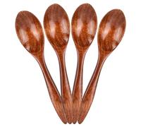 Shengxi Cuchara de Madera Natural Eco-friendly Vajilla Cucharas de Servir de Madera Accesorios de Cocina para Miel Sopa Café Té 4 Piezas