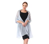 Shengxi Estola Para Mujer, Pañuelo De Gasa, Estola, Bufanda, Elegante, De Gasa, Ligera, Suave, De Gran Tamaño, Estola Para El Hombro, Para Mujer, Festivo Para Vestido De Noche (Gris Plata)