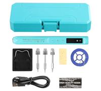 Shengxi Kit de Soldador Inalámbrico, Soldador Estaño Recargable USB con Pantalla LED Digital, Temperatura Ajustable 260-420°C, 3 Puntos de Soldadura, Alambre y Pasta de Soldadura (Azul)