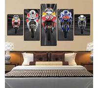 SHENGXINA Cuadros Decoracion Dormitorios 5 Cuadros en Lienzo Laminas Decorativas Pared Gara di moto Cuadros Decoracion Salon Modernos Hogar Regalo Marco 150x80CM
