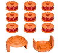 SHENGYIG 11 Piezas Bobina para Cortabordes - 9 Bobinas WA0010 + 2 Tapas WA6531 - Hilo de Nylon 1,65 mm x 3 m - Compatible con WORX, Stihl, Husqvarna - Recambio para Desbrozadora y Cortacésped