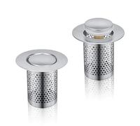 SHENGYIG 2 Piezas 33 × 50 mm Atrapa Pelos Ducha, Núcleo Cobre Acero Inoxidable Rejilla Desague Ducha, Diseño Rebote, Colador Fregadero Antiobstrucción, para Filtrar Cabello, Residuos Alimentos