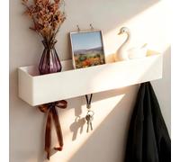 SHENGYIG 5 Ganchos Percheros Pared Blanco 43,5 cm con Estantes - Invisible Perchero de Pared para Pasillos y Dormitorios - Ganchos Percheros - Ahorra Espacio Colgador de Muro Ropa