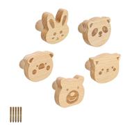 SHENGYIG 5 Piezas Colgadores de Pared de Madera, Ganchos Decorativos con Diseño de Animales, Color Suave y Elegante, Ideal para Colgar Abrigos, Sombreros y Bolsos