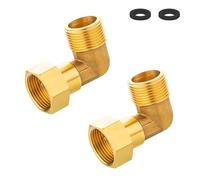 SHENGYIG Ángulo de Latón 90° - 2 Piezas Codo Roscado 3/4 Pulgada (DN20) con Junta de Silicona - Para Tuberías de Agua, Calefacción y Gas - Latón Resistente y Duradero
