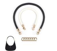 SHENGYIG Asas para Bolsos, 2 Piezas Trenza de Cuero Correas para Bolsos, con Mosquetón Redondo, Asas de Bolsos, Blanco 40 cm, Negro 60 cm, para Bolsos, Bolsos Cámaras