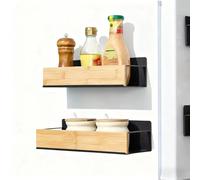 SHENGYIG Estante para Especias Magnético - 2 Piezas Organizador de Cocina sin Taladro, Soporte Magnético para Refrigerador, Nevera, Microondas y Lavadora - Ahorro de Espacio, Negro y Resistente