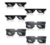 SHENGYIG Juego de 6 Gafas de Sol Pixeladas, Gafas de Sol de Mosaico Negro