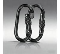 SHENGYIG Mosquetón de escalada, 2 unidades de aleación de acero resistente, 25 KN (2500 kg), mosquetón de seguridad negro para montañismo, columpios, escalada