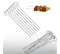 SHENGYIG Pinchos para Brochetas, 80 Piezas Brochetas de Carne, Acero Inoxidable Brochetas, Aguja para Carne Multifuncional con Ojal para Verduras, Rollos de Carne y Barbacoa, 15 cm