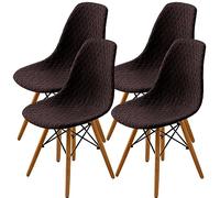 SHENGYIJING Pack de 2/4/6 Fundas Decorativas para Sillas de Comedor Nordicas Adjustables, Lavable, Elasticas para Banquetes Cocina Hogar(Marrón)