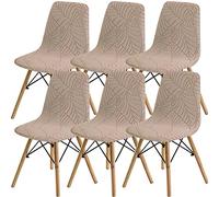SHENGYIJING Pack de 2/4/6 Fundas Decorativas para Sillas de Comedor Nordicas Adjustables, Lavable, Elasticas para Banquetes Cocina Hogar(Caqui)