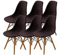 SHENGYIJING Pack de 2/4/6 Fundas Decorativas para Sillas de Comedor Nordicas Adjustables, Lavable, Elasticas para Banquetes Cocina Hogar(Marrón)