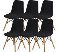 SHENGYIJING Pack de 2/4/6 Fundas Decorativas para Sillas de Comedor Nordicas Adjustables, Lavable, Elasticas para Banquetes Cocina Hogar(Negro)