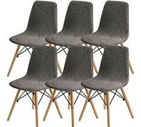 SHENGYIJING Pack de 2/4/6 Fundas Decorativas para Sillas de Comedor Nordicas Adjustables, Lavable, Elasticas para Banquetes Cocina Hogar(Taupe)