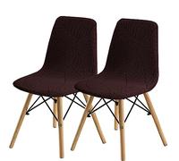 SHENGYIJING Pack de 2/4/6 Fundas Decorativas para Sillas de Comedor Nordicas Adjustables, Lavable, Elasticas para Banquetes Cocina Hogar(Marrón)