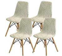 SHENGYIJING Pack de 2/4/6 Fundas Decorativas para Sillas de Comedor Nordicas Adjustables, Lavable, Elasticas para Banquetes Cocina Hogar(Beige)