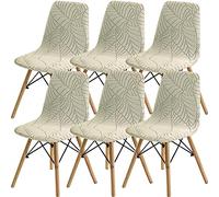 SHENGYIJING Pack de 2/4/6 Fundas Decorativas para Sillas de Comedor Nordicas Adjustables, Lavable, Elasticas para Banquetes Cocina Hogar(Beige)