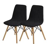 SHENGYIJING Pack de 2/4/6 Fundas Decorativas para Sillas de Comedor Nordicas Adjustables, Lavable, Elasticas para Banquetes Cocina Hogar(Negro)