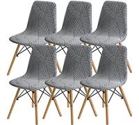 SHENGYIJING Pack de 2/4/6 Fundas Decorativas para Sillas de Comedor Nordicas Adjustables, Lavable, Elasticas para Banquetes Cocina Hogar(Gris Claro)