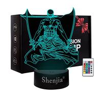 Shenjia 3d Led ONE PIECE Night Light Character Lámpara de productos básicos para niños Decoración de la habitación del hogar Luz de noche colorida Regalo para fanáticos de Merch (Roronoa Zoro-B)