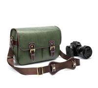 SHENJMAI Bolsa para cámara Bolso for cámara, Elegante y Moderno, Estilo Retro, de Piel sintética, Bolso Mano, Impermeable, Tipo Mensajero for Hombro, for DSLR(Retro Green,XL)