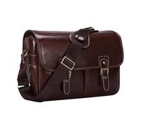 SHENJMAI Bolsa para cámara Bolso for cámara, Elegante y Moderno, Estilo Retro, de Piel sintética, Bolso Mano, Impermeable, Tipo Mensajero for Hombro, for DSLR(Dark Brown,XL)