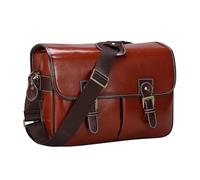 SHENJMAI Bolsa para cámara Bolso for cámara, Elegante y Moderno, Estilo Retro, de Piel sintética, Bolso Mano, Impermeable, Tipo Mensajero for Hombro, for DSLR(Reddish Brown,XL)