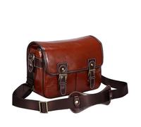 SHENJMAI Bolsa para cámara Bolso for cámara, Elegante y Moderno, Estilo Retro, de Piel sintética, Bolso Mano, Impermeable, Tipo Mensajero for Hombro, for DSLR(Reddish Brown,L)