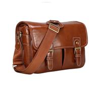 SHENJMAI Bolsa para cámara Bolso for cámara, Elegante y Moderno, Estilo Retro, de Piel sintética, Bolso Mano, Impermeable, Tipo Mensajero for Hombro, for DSLR(Light Brown,L)