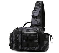 SHENJMAI Bolsa para caña de Pescar Bolsa de Pesca, Bolso Hombro, Bolsa Almacenamiento, Soporte portátil for caña Pescar, for Deportes al Aire Libre, con Mosca(B - Dark Night)