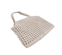 SHENJMAI Bolsa Tejida para Mujer Bolso de playa for mujer, bolsos de hombro tipo Bombonera tejidos con cuerda de malla, bolsos de viaje huecos reticulados, bolso de mano for mujer(White)