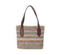 SHENJMAI Bolso grande de paja con rayas colores del arcoíris