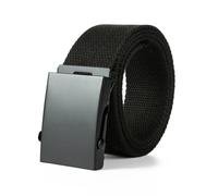 SHENJMAI Cinturón para hombre Cinturón de nailon de lona for hombre, cinturón con hebilla de Metal, cinturones de entrenamiento masculinos for deportes al aire libre(110cm,Black)