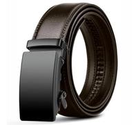 SHENJMAI Cinturón para hombre Cinturón de negocios for hombre, correa de cintura de cuero PU, cinturones vaqueros con hebilla automática for hombre, color negro(125cm,Brown)